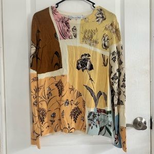 Oscar De La Renta Floral Patchwork Sweater